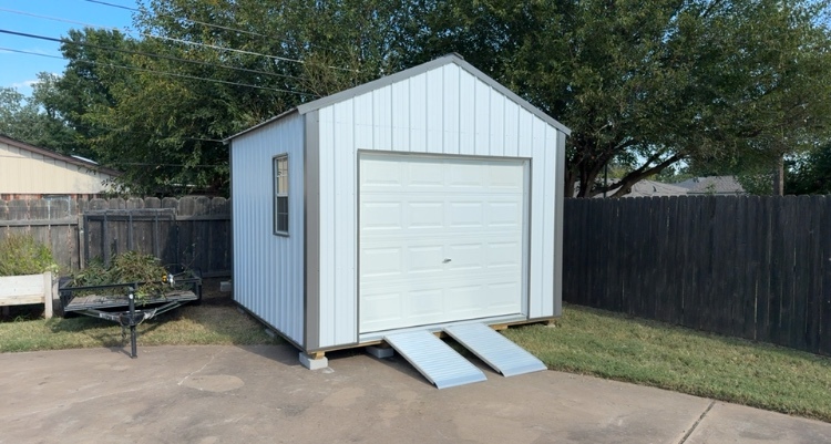 White Garage metal siding and roof.